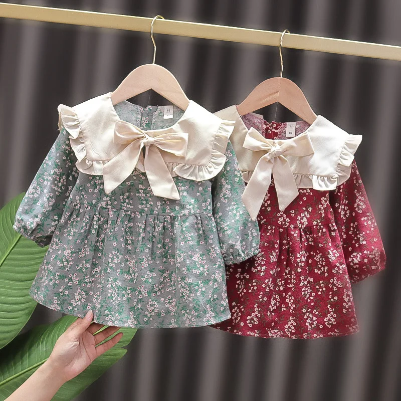 Newborn Baby girls dress spring clothes long sleeve baby coat dresses for infant baby birthday clothing toddler girl wear dress