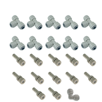 Grey DIY Misting Kits 12Pcs Quick Connect Nozzle Kit 10Pcs 3Way Connector 1Pcs L Connector for Gazebo Misting Cooling System