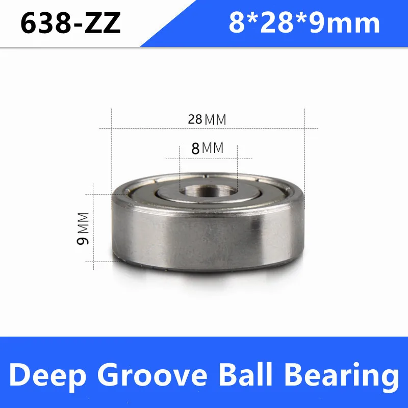 

50pcs/lot 638ZZ 638-ZZ 638 ZZ 8*28*9mm Deep Groove Ball bearing Mini Miniature Ball Bearings 8x28x9mm