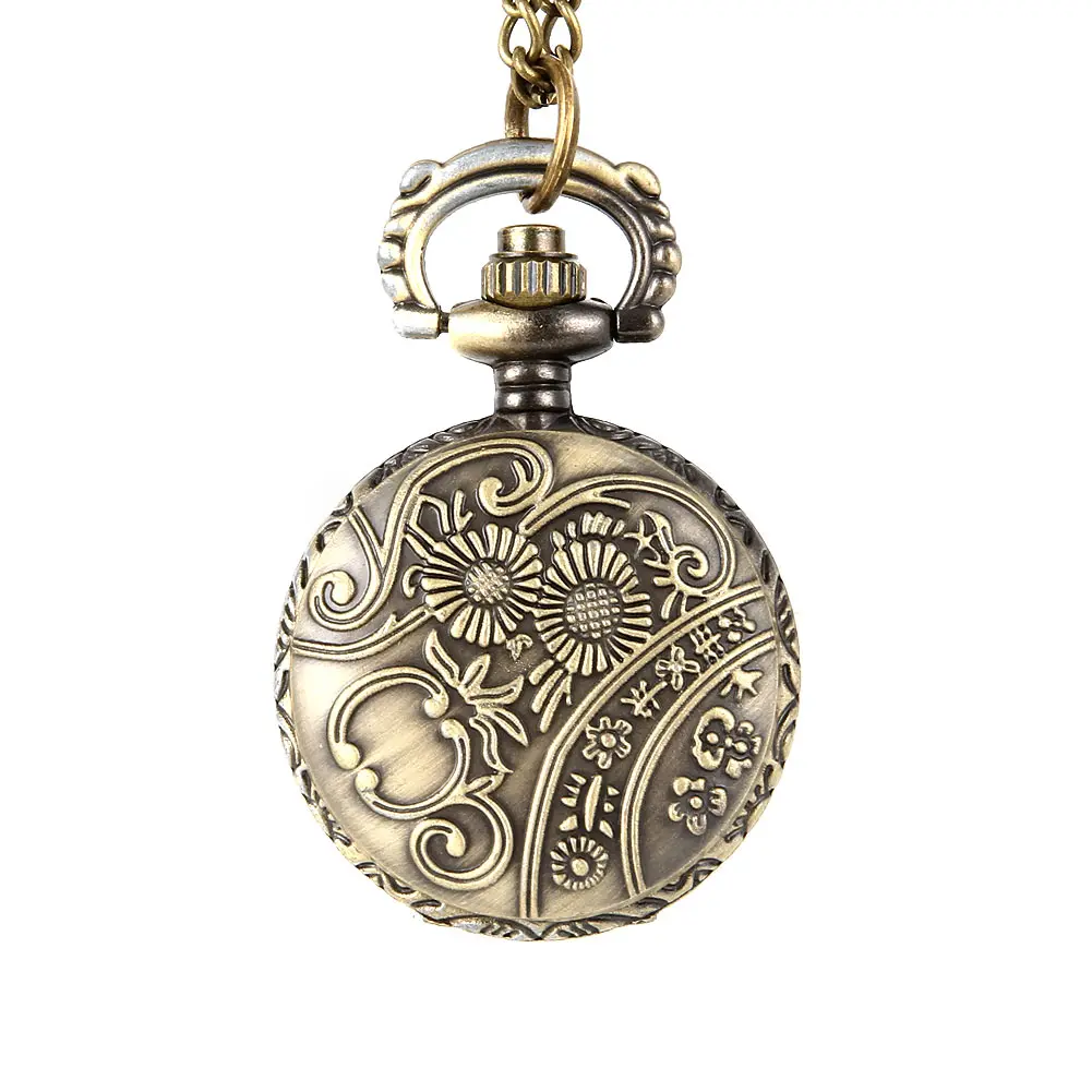 Fashion Men Women Vintage Quartz Pocket Watch Alloy Glass Dome Necklace Pendant Unisex Sweater Chain Clock Gifts XIN-Shipping