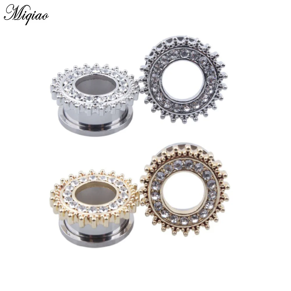 Miqiao 1pair Stainless steel 6-20mm Ear Gauge Plug Tunnels Flesh Skull Ear Strecher Expander Jewelry Piercing