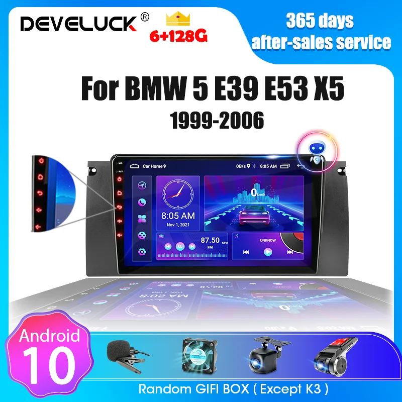 

2 Din Android 10 для BMW 5 E39 E53 X5 M5 1999-2006 Carplay Автомагнитола мультимедийный плеер стерео DVD колонки аудио видео головное устройство