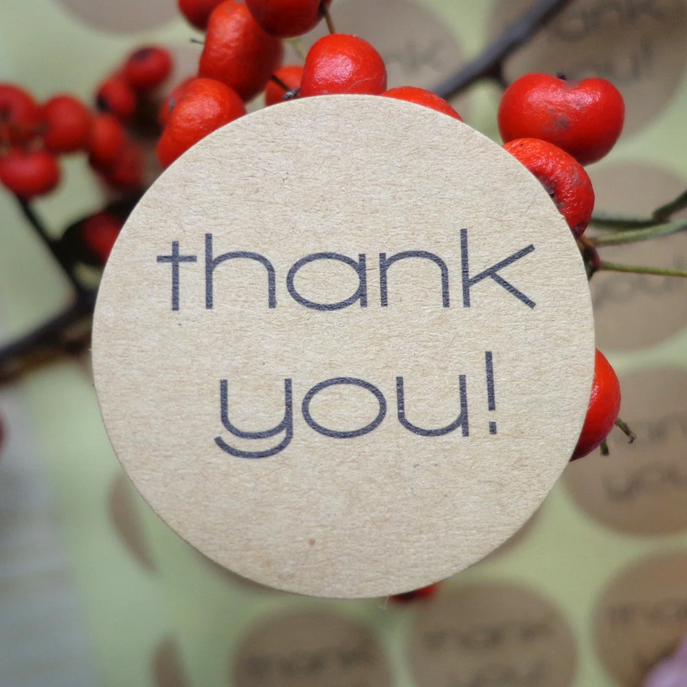 60Pcs Creative Ronde Sticker Dank U Kraftpapier Diy Partij Decoratie Bakken Pack Sticker Scrapbooking Stickers