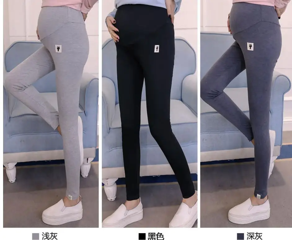 Mulheres grávidas calças calças de gato pequeno leggings mulheres grávidas estômago elevador calças estiramento pés calças primavera e outono