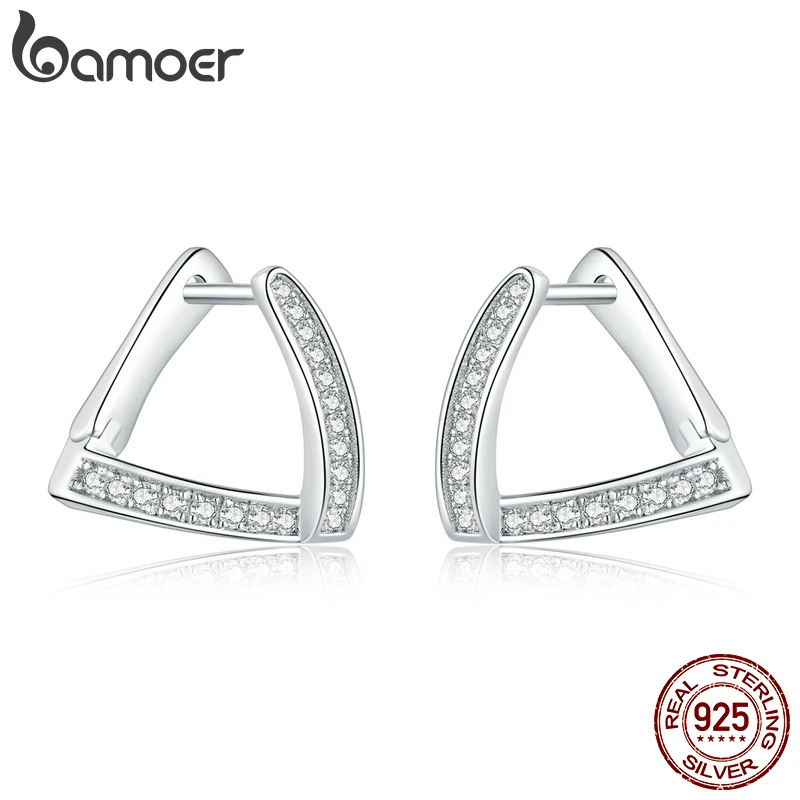 bamoer Sterling Silver Earrings for Women Geometric Earrings Hypoallergenic Silver Jewelry for women Girl earring SCE975