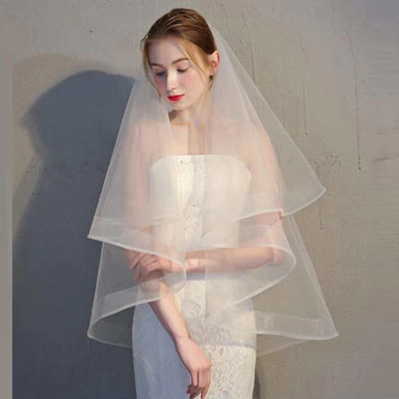 2021 elegante Einzelhandel Günstige Braut Schleier Weiß Organza 1,5 m Eine Schicht Braut Hochzeit Schleier Hochzeit Zubehör