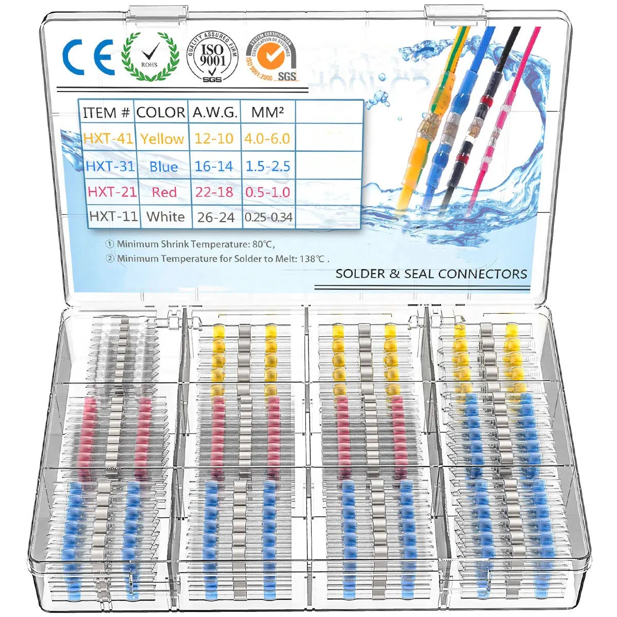 Solder Seal Wire Connectors Heat Shrink Solder Butt Connectors  Automotive Insulated Waterproof Electrical Wire Terminals