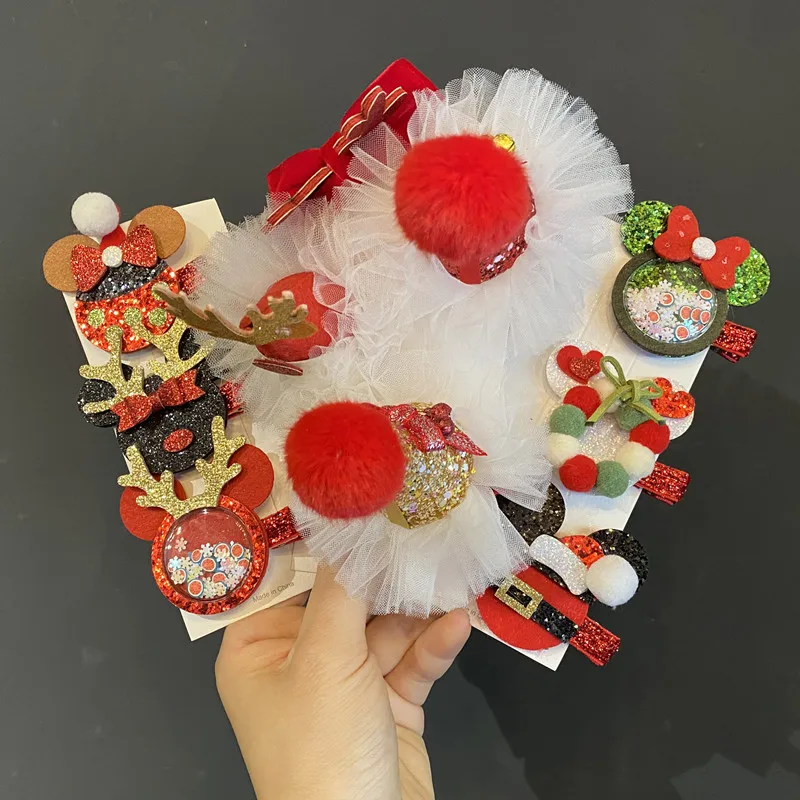 Christmas Ornaments Children's Christmas Hat Snowflake Hairpin Female Cute Super Fairy Elk Girls Side Clip Hair Accessories