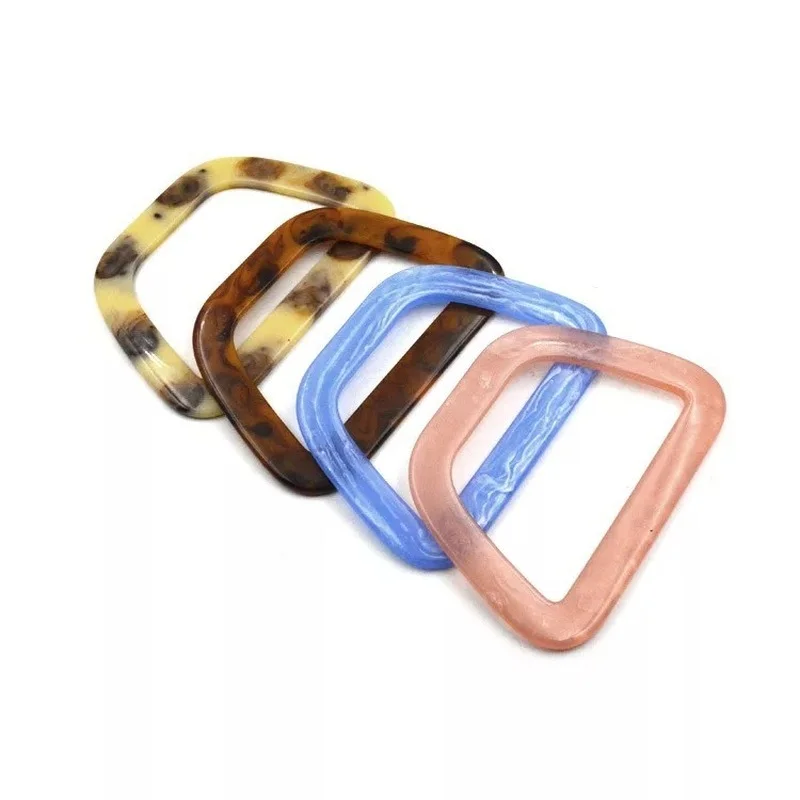 New 1pair Trapezoid Resin Colorful Handbag Handles Acrylic Plastic ABS Resin Purse Handle Obag Purse Frame Bag Parts Accessories