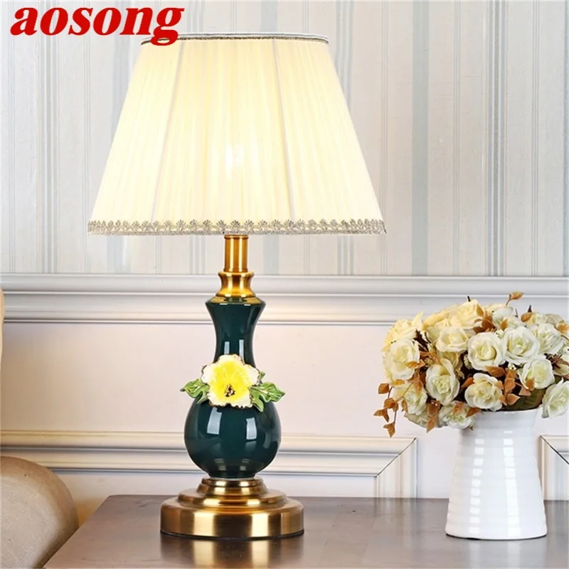 AOSONG Table Lamps Desk Lighting Contemporary Ceramic LED for Home Office Creative Hotel Decoration