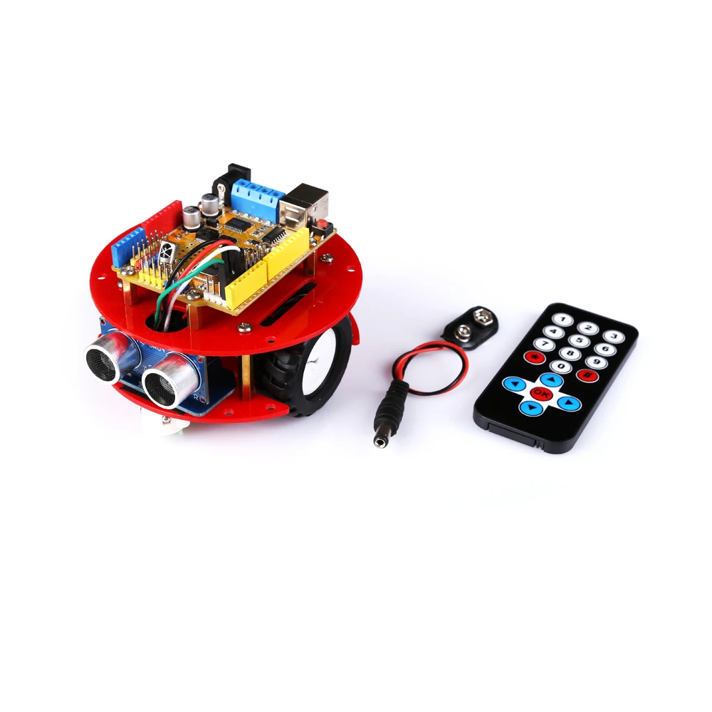 Mini Smart Robot Car Kit for UNO R3+ motor driver on board, Ultrasonic Sensor, IR Remote for Arduino,Ultrasonic tracking,STEM