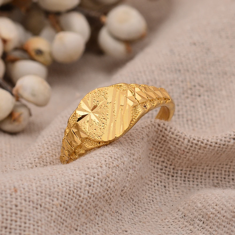 Dubai African Small  Gold Color Rings for Women Girls Arabian Middle East Jewellery Ring  Woman Mama Best Gifts