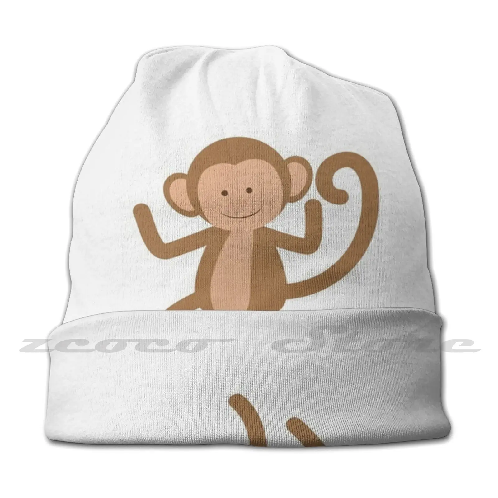 Monkey Background Prints Diy Pullover Cap Knit Hat Plus Size Keep Warm Elastic Soft Animal Background Wallpaper Backdrop