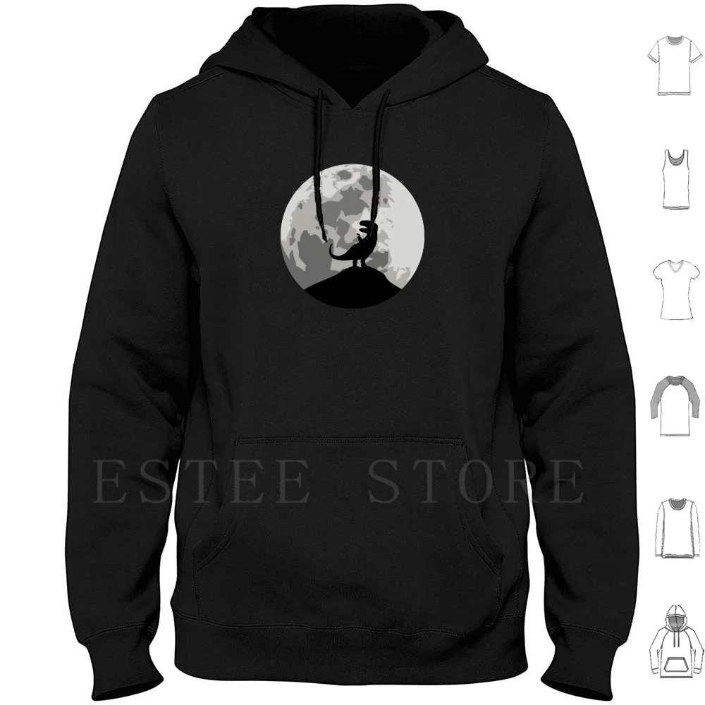 Dinosaur Moon Silhouette-T-Rex Hoodie Long Sleeve Believe Dinosaurs Evolution Jez Kemp Love New York Rex Tyrannosaurus