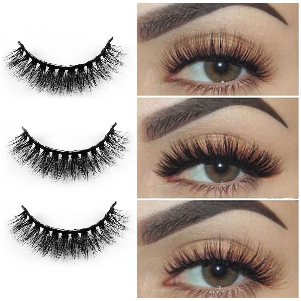 SKONHED 5 Pairs Makeup Long Lashes Cross 3D Mink Hair Extension Tools Multilayered False Eyelashes