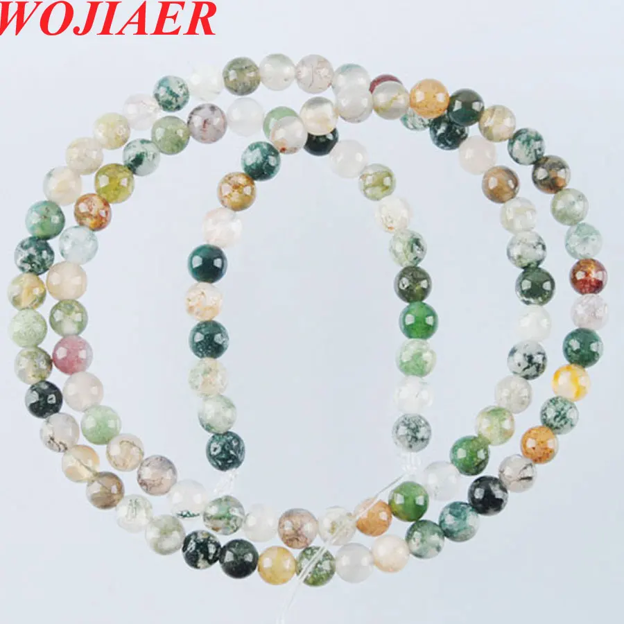 WOJIAER Colourful Agates Stone Loose Round 4/6/8/10/12mm Beads For Women Jewelry Making DIY Jewelry 15 1/2 Inches BY922