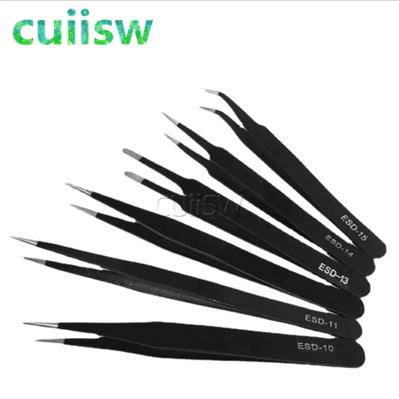 1set 6pcs / set Different size ESD Tweezers Tweezer ESD-10 ESD-11 ESD-12 ESD-13 ESD-14 ESD-15