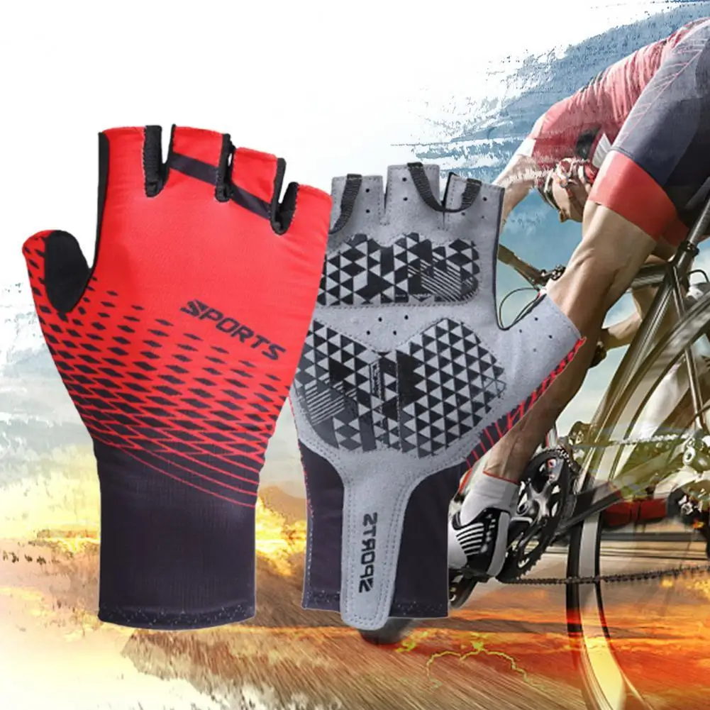 

50%HOTMen's Cycling Gloves Thickened Non-slip Half-finger Shock-absorbing Gloves Bicycle Left And Right Mitten Sports Gloves