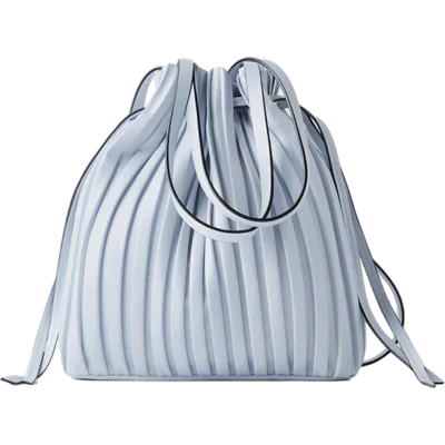 IN STOCK Miyake pleated PU Ruched  drawstring bag shoulder messenger bag soft surface bucket bag Mini crossbod HOT SELLING