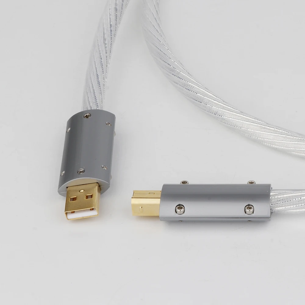 Preffair Hifi 최고 품질의 실버 도금 + 모노 오디오 쉴드 USB 케이블 유형 A ~ 유형 B DAC 용 Hifi 데이터 케이블