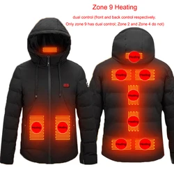 2021 New 2/4/9 Places Heated Jacket Men & Women Coat Intelligent USB Electric Heating Thermal Coat Winter Heated Vest Plus Size