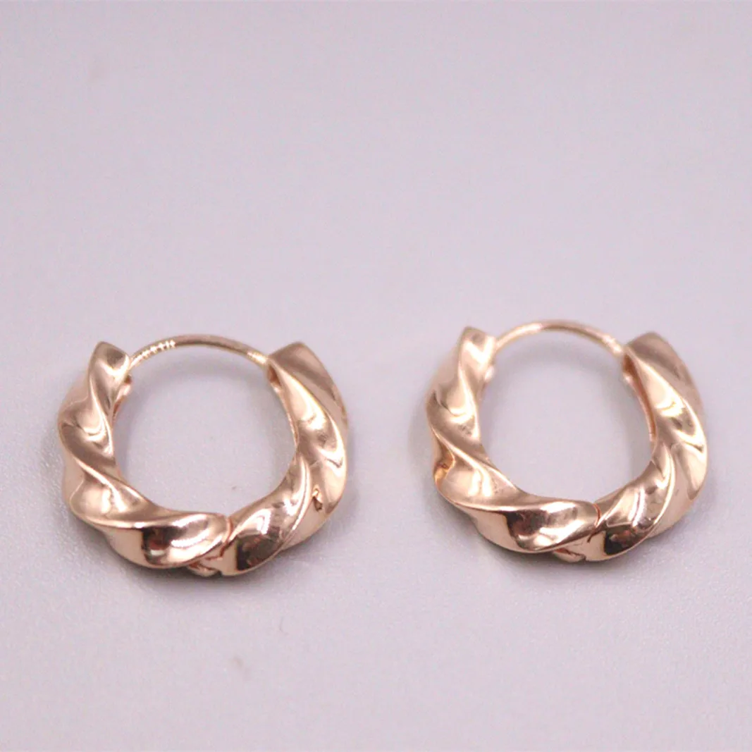 

Pure Au750 Soild 18K Rose Gold Ribbing Twist Hoop Earrings Women Gift Waves Guarantee Gold in 3.2g