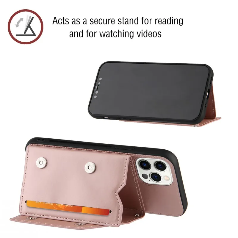 Wallet Case for iPhone 16 15 14 13 12 11 Pro Max Mini X XS Strap Card Slots Shockproof PU Leather Stand Crossbody Necklace Cover - Image 6