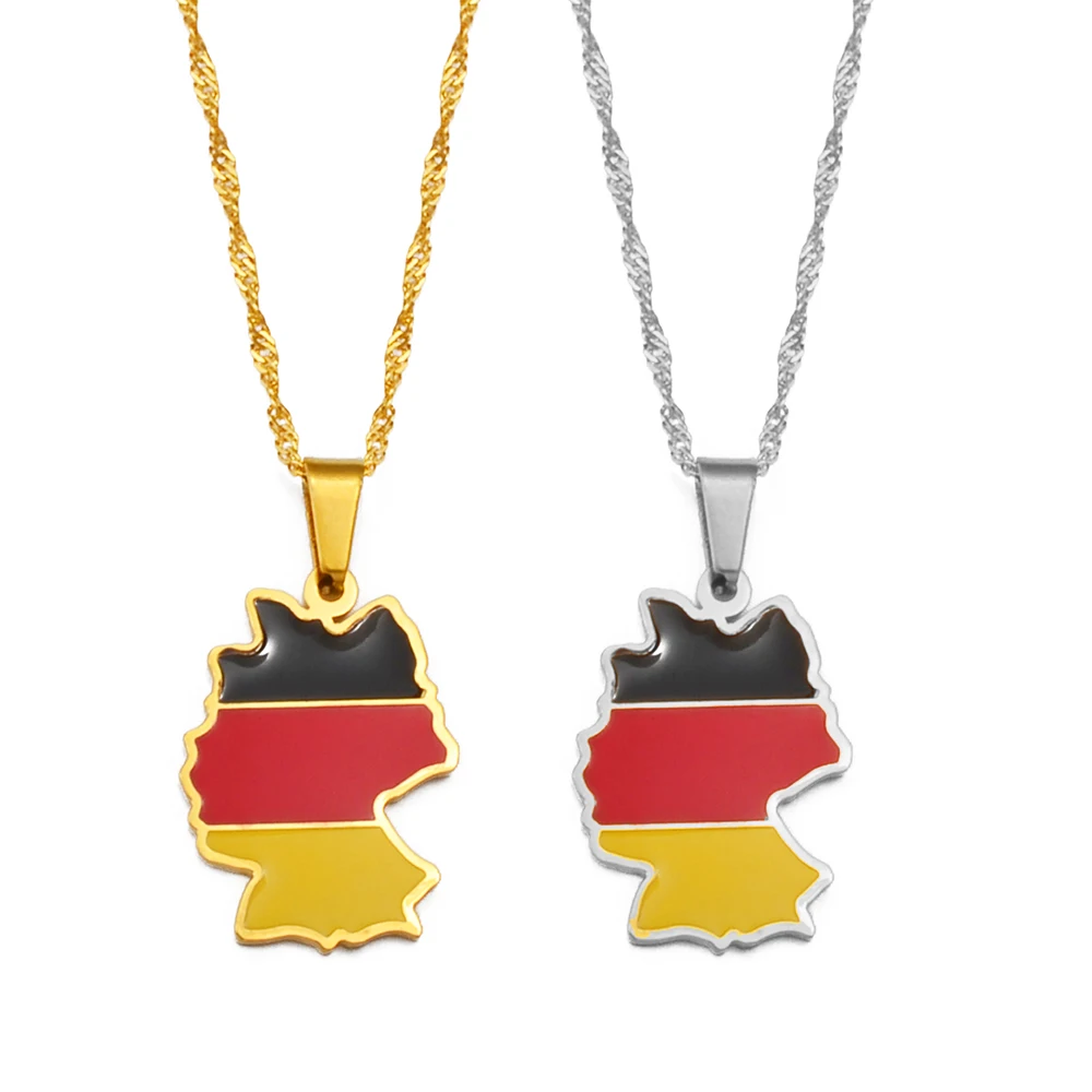 Anniyo Deutschland Map Flag Pendant Necklace for Women Girls Silver Color/Gold Color Germany Jewelry German #241421