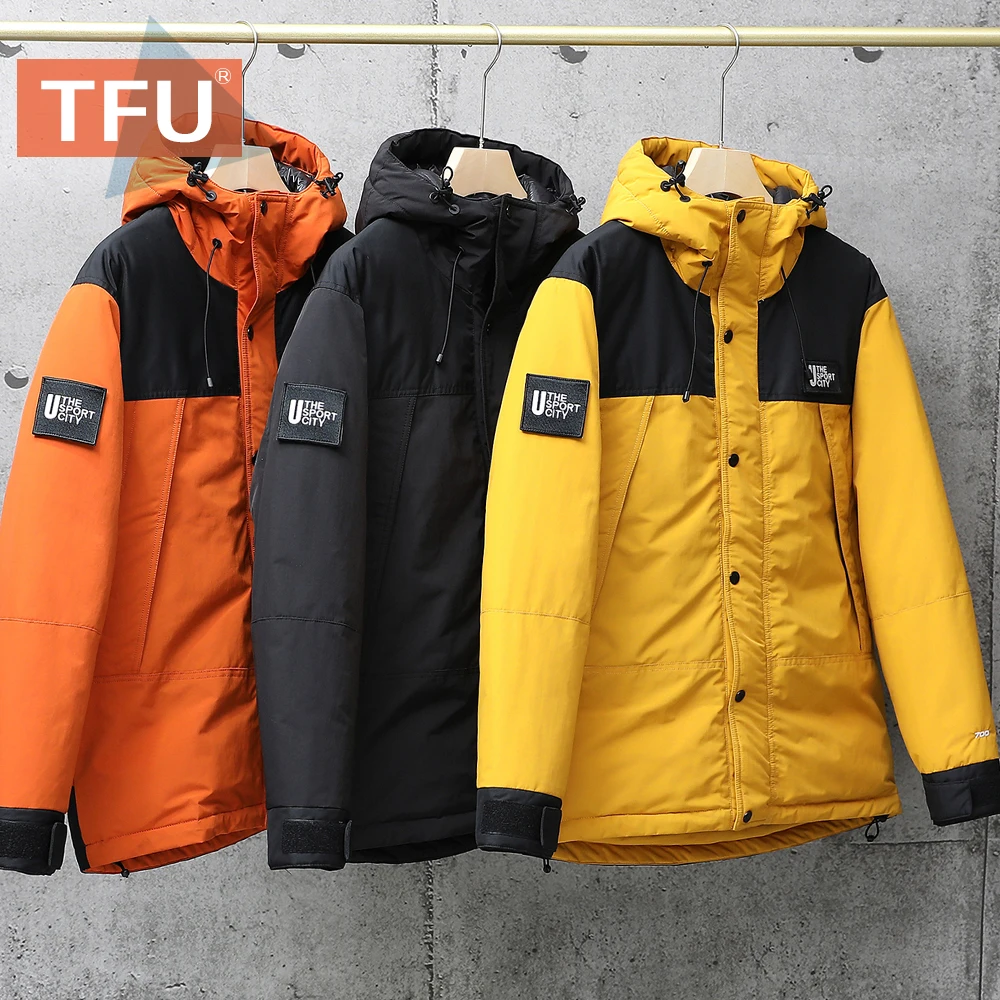 TFU Men\'s Winter New Long Casual Outwear Waterproof Jacket Parkas Coat Men Hooded Outfits Loose Fit Thick Pockets Warm Parka Men