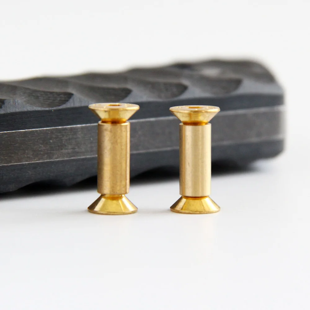2pcs Brass Screw Rivet Knife Handle Lock DIY Knife Material Plate Fastening Flat Hex Head Screws