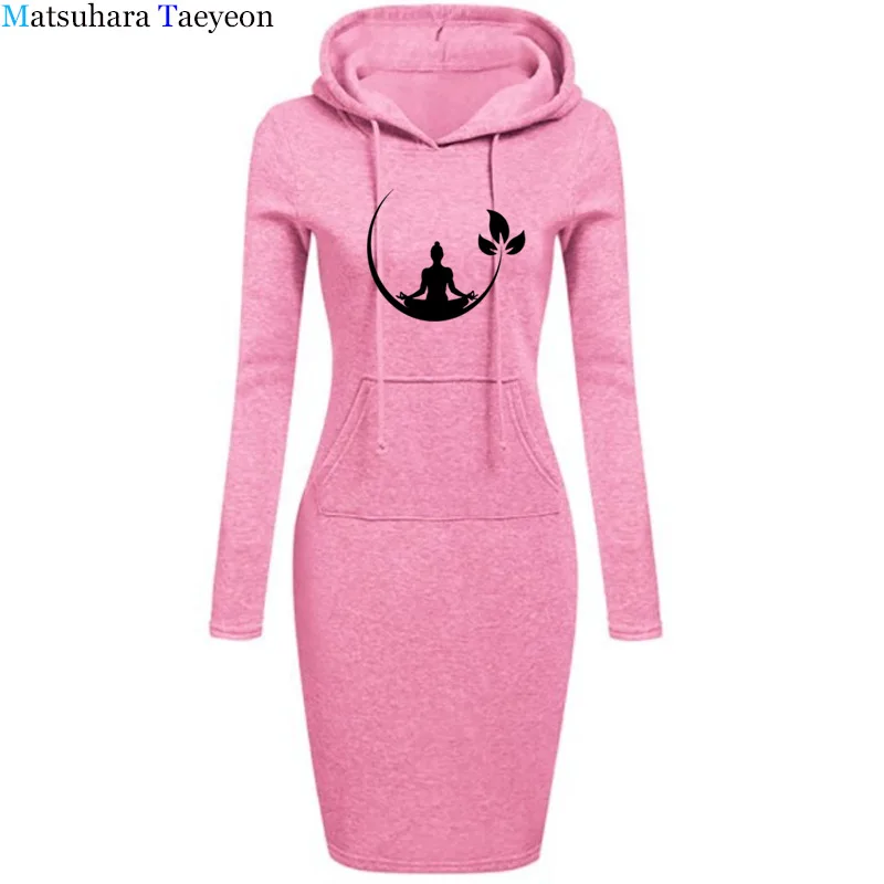 

2020 Fashion Vestidos Dress Woman Meditation Room Buddhist Zen Print Long Sleeve Sukienki Cotton Dresses Clothing T81