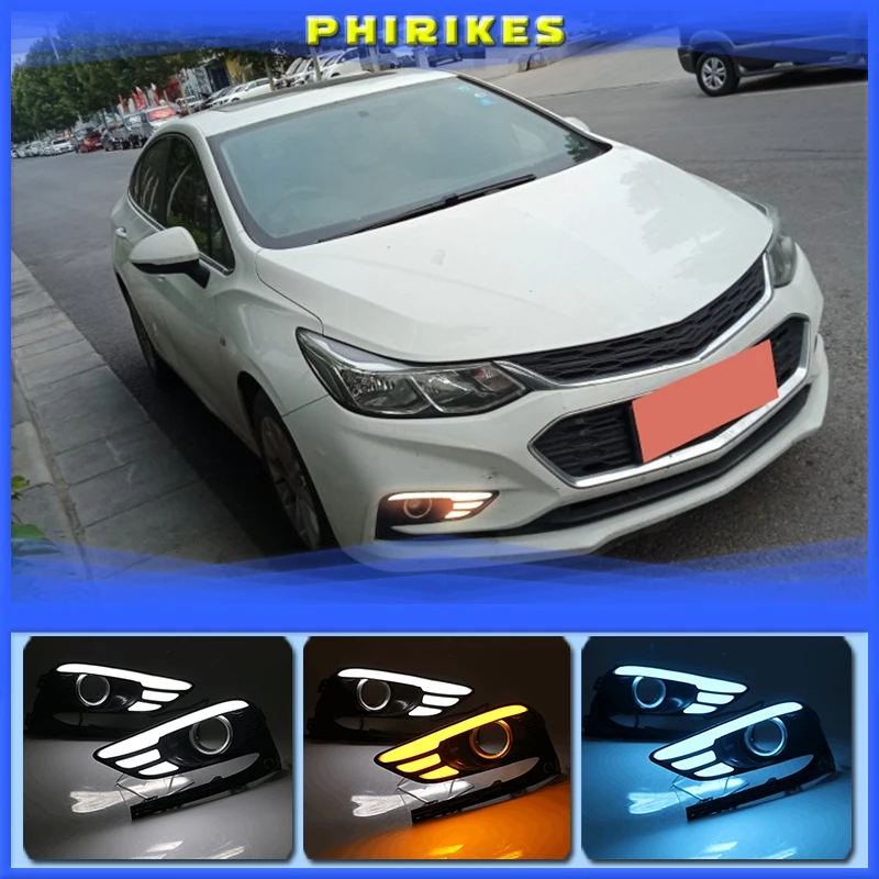 

2Pcs DRL For Chevrolet Cruze 2016 2017 2018 Daytime Running Lights fog lamp cover headlight 12V Daylight signal for Chevy