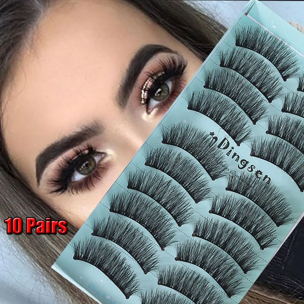 10 Pairs 3D False Eyelashes Super Soft Ultra-wispies Fluffy Lashes Natural Long Eye Lashes Extension Handmade Cruelty-free