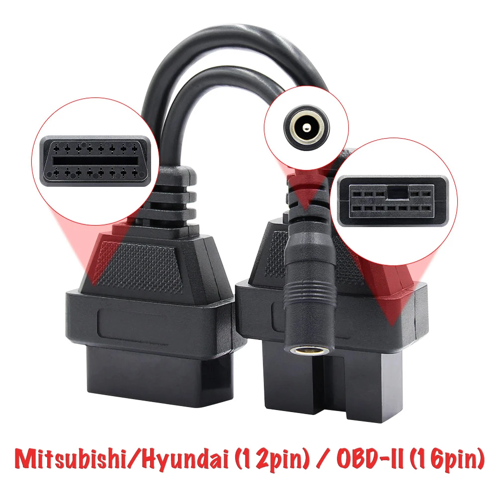 Adapter Mitsubishi/Hyundai (12pin) OBD-II (16-pin) OBD2, connector, adapter, connector female diagnostic cable