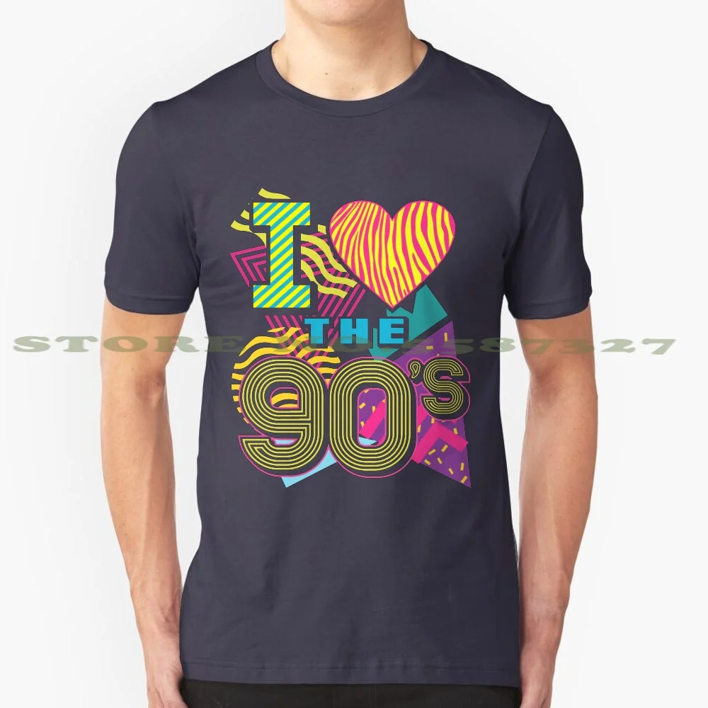 I Love The 90'S Retro Nostalgic Nineties Costume Party T Shirt 100% Cotton T-Shirt Nostalgia I Love The 90S Old School Nineties