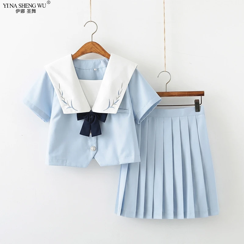 Japanese School JK Uniform Long Short Sleeve Shirt Pleated Skirt Suits Teenage Girls Cheerleading Chorus Party Sailor Uniforms