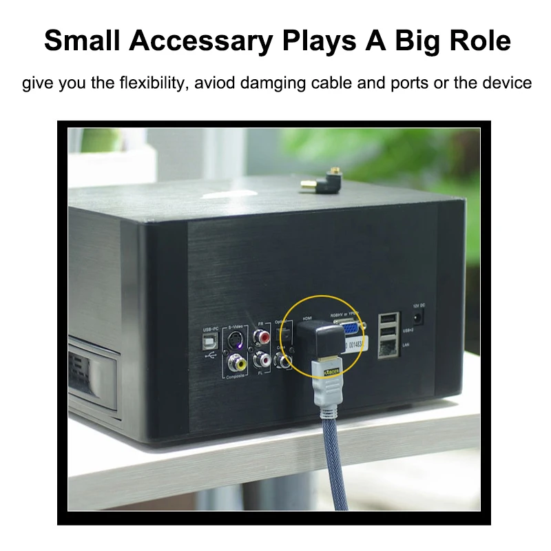 HDMI-متوافق محول ذكر إلى أنثى 90 270 درجة يمين يسار محول conttador ل PS4 Projetor HDTV شاشة لاب توب قطعة