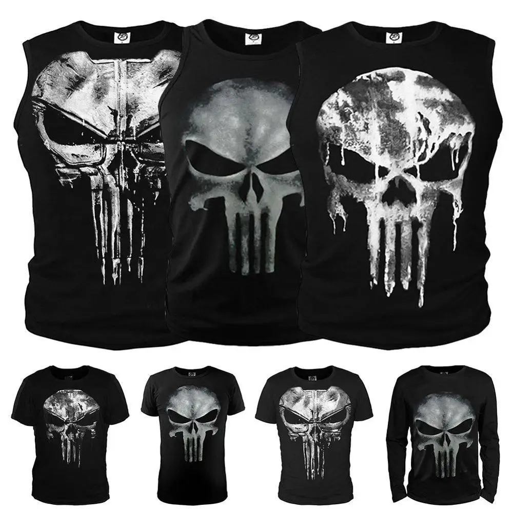 3D Punisher short sleeve Compression Casual shirt T shirt male 3 D T-shirt for male punishing body building long sleeved T-shirt