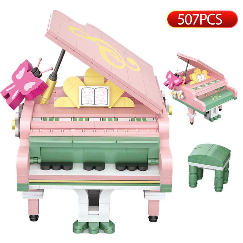 

Mini City Musical Instrument Piano Building Blocks Friends Violin Bricks DIY Educational Toys For Children Girls Gifts