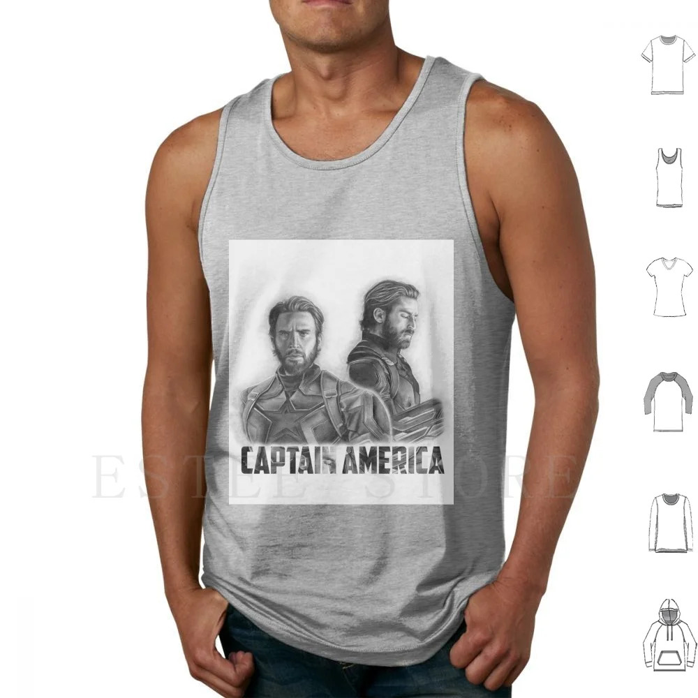 S.r. Tank Tops Vest Cotton Realism Realistic Art Portrait Black And White Hero America Fanart