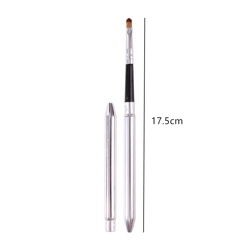1pc 折りたたみ唇メイクブラシペン金属ハンドル化粧品リップグロス口紅リップグロスブラシ保護キャップ T0335