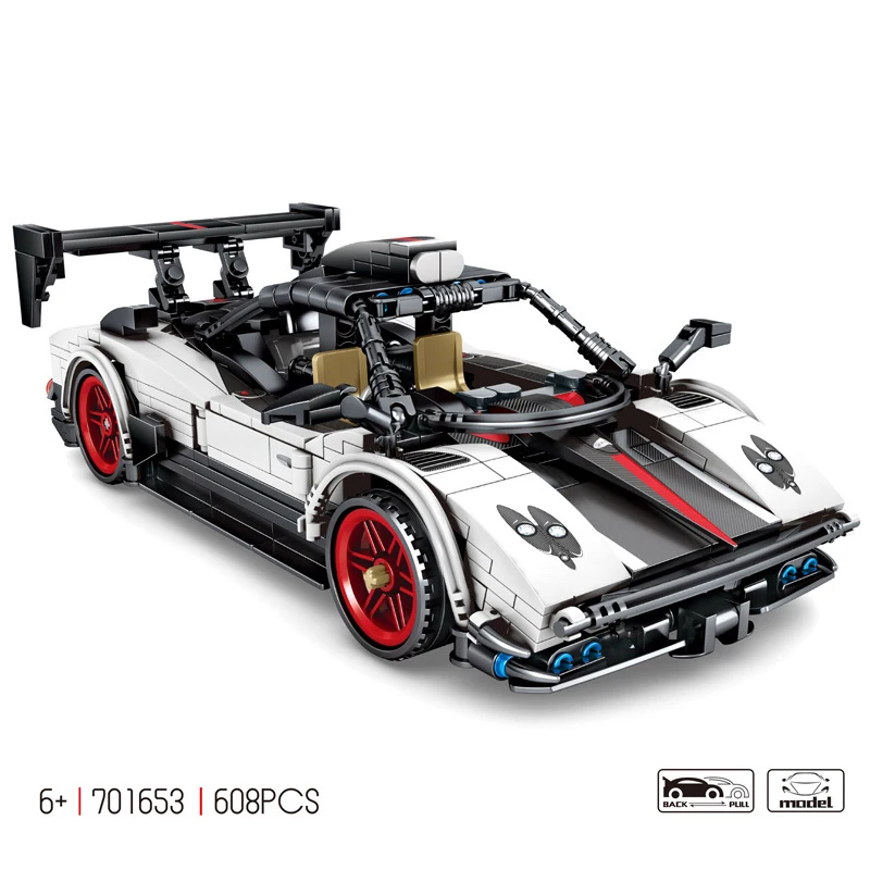 Technical Building Block Super Sports Car Zonda Model Pull Back Vehicle Steam Construction Brick Toy Collection For Gifts