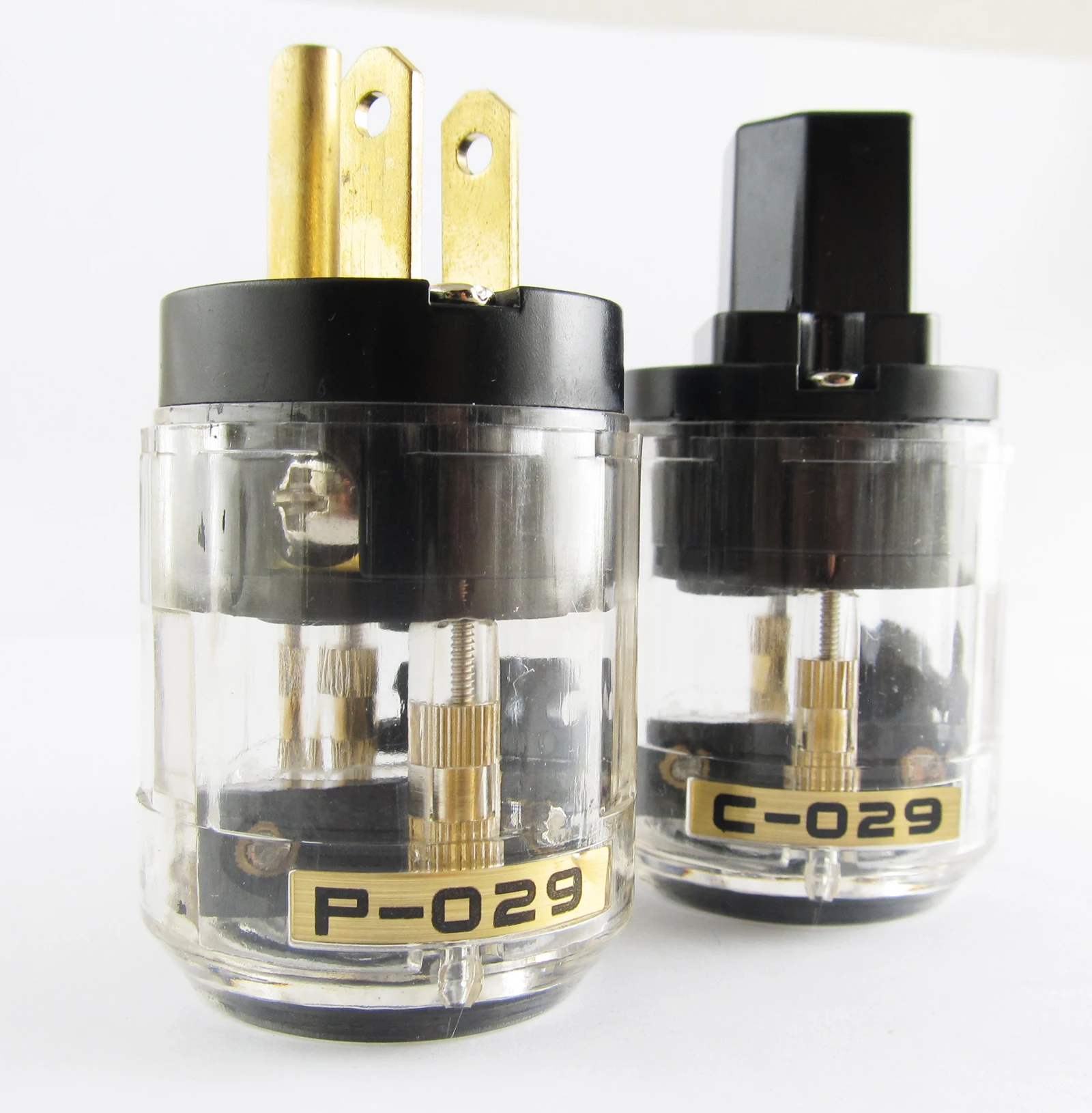 1 Pair Transparent C-029 IEC Female Connector P-029 Male Connector US Power Plug for Audio