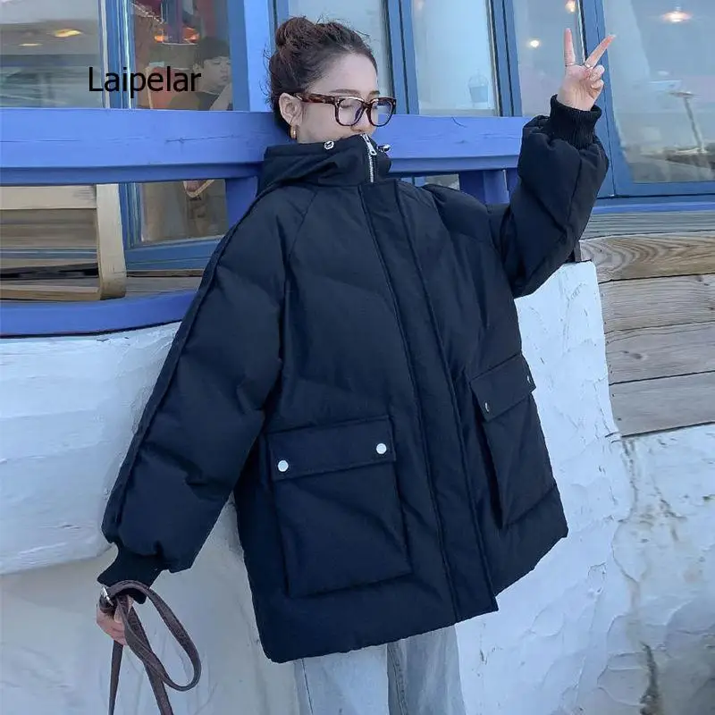 New Warm Woman Jacket Winter Loose Down Jacket Parkas Women Short Cotton Coats Female Korean Hooded Cotton Padded Coat Outwear