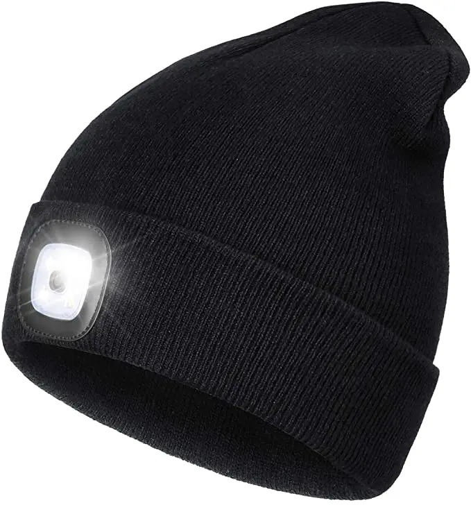 Outdoor Sport Knitted Hat Light Women Men LED Hat Flashlight Headlight Headlamp Windproof Hats for Climbing Cycling Camping