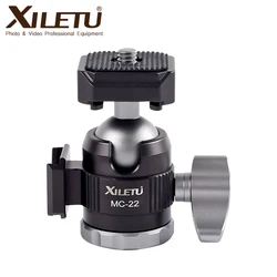 XILETU MC22 Mini Tripod Ball Head Video Stand 360° Swivel Cold Shoe Panoramic Heads for DSLR Camera Head Tripod Head Accessories