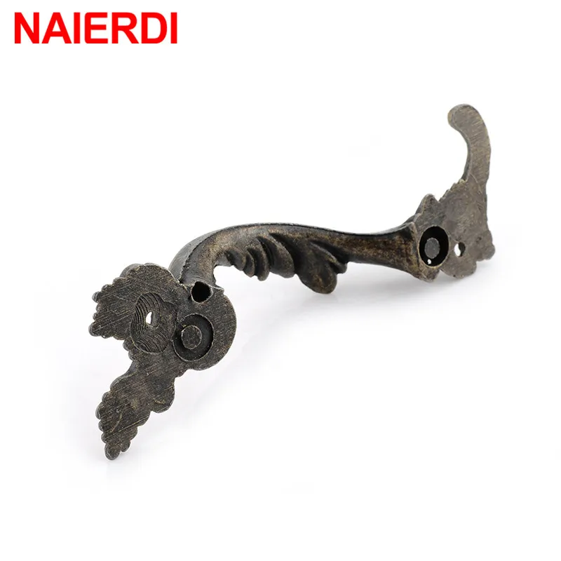 NAIERDI Antique Furniture Handles Leaves Striped Carved Handle Drawer Door Knobs Jewelry Box Bronze Cabinet Pulls Cupboard Wood