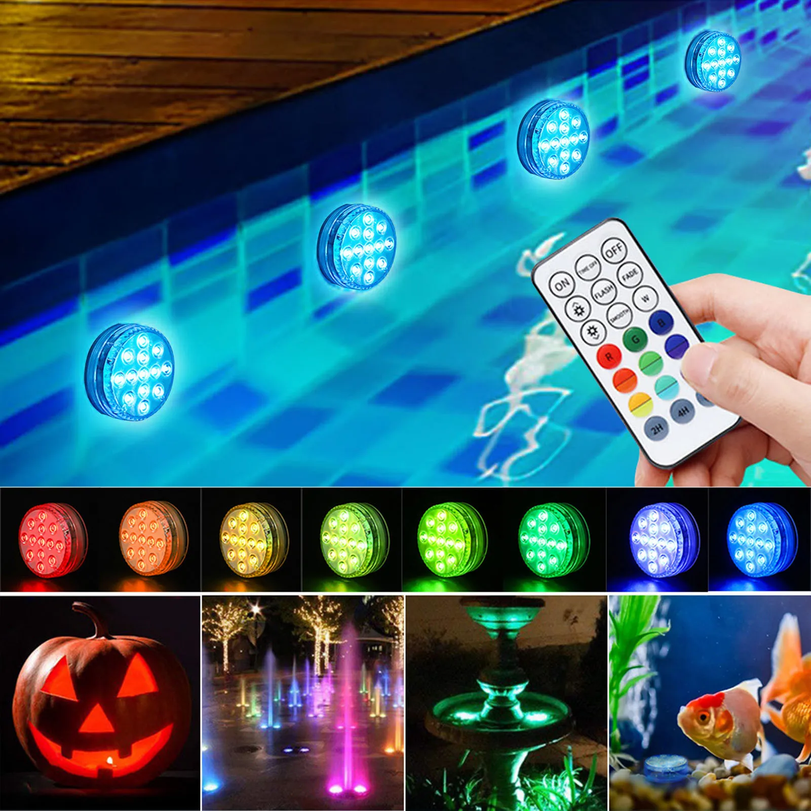 Imagem -05 - Luz Submersível com 13 Leds Usb Recarregável Controle Remoto rf Rgb Luzes de Natação para Aquário e Festas de Vaso