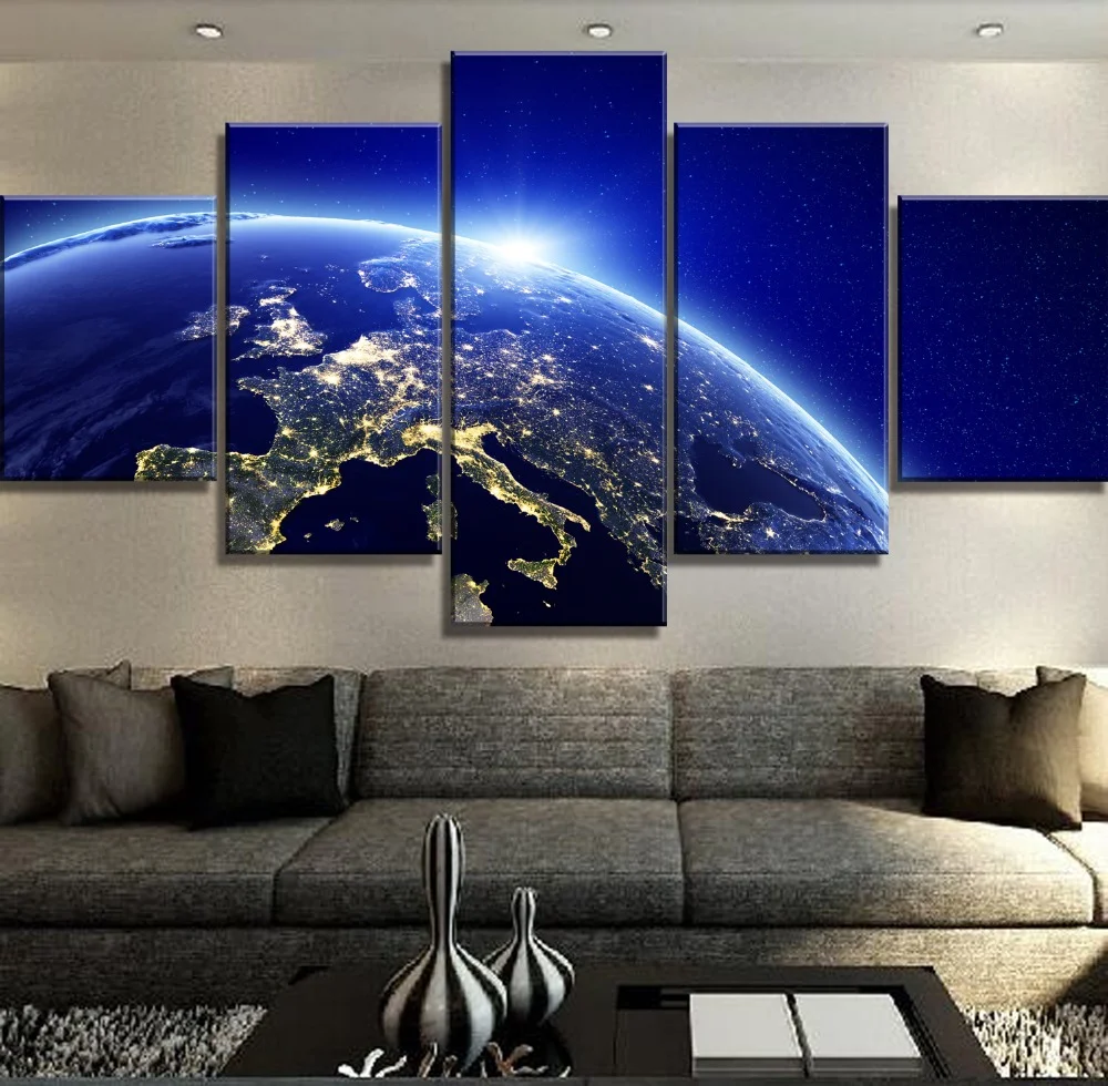 

Modern Decorative Pictures on Canvas, Wall Art Painters, Outer Space, Earth, Home, Living Room Decorations, Accessories, 5 Pcs