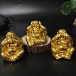 Gold Laughing Buddha Statue Chinese Feng Shui Maitreya Buddha Sculpture Figurines Ornaments For Home Garden Decoration Statues